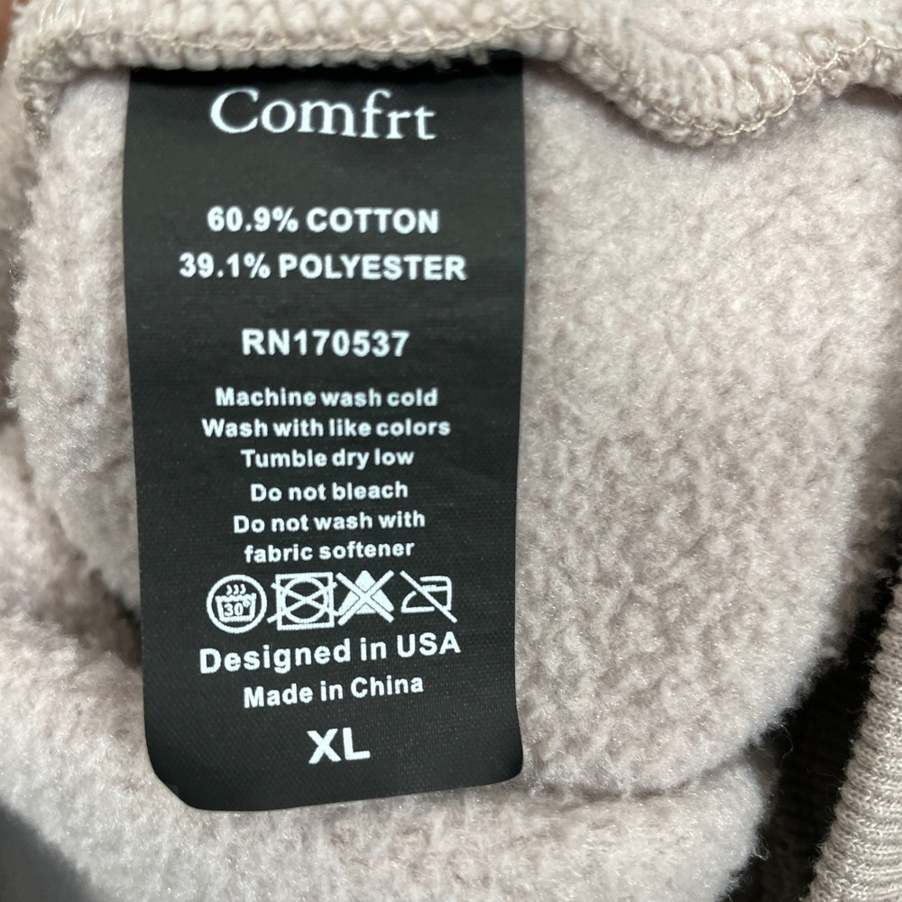Comfrt Hoodie Heavyweight Fleece‎ Sweatshirt  Unisex XL Tan Thick - Picture 5 of 7